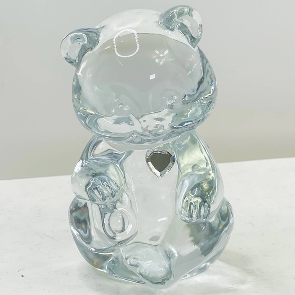 Glass Fenton Birthday Stone Collectible Birthday Bear April Diamond - Picture 1 of 7